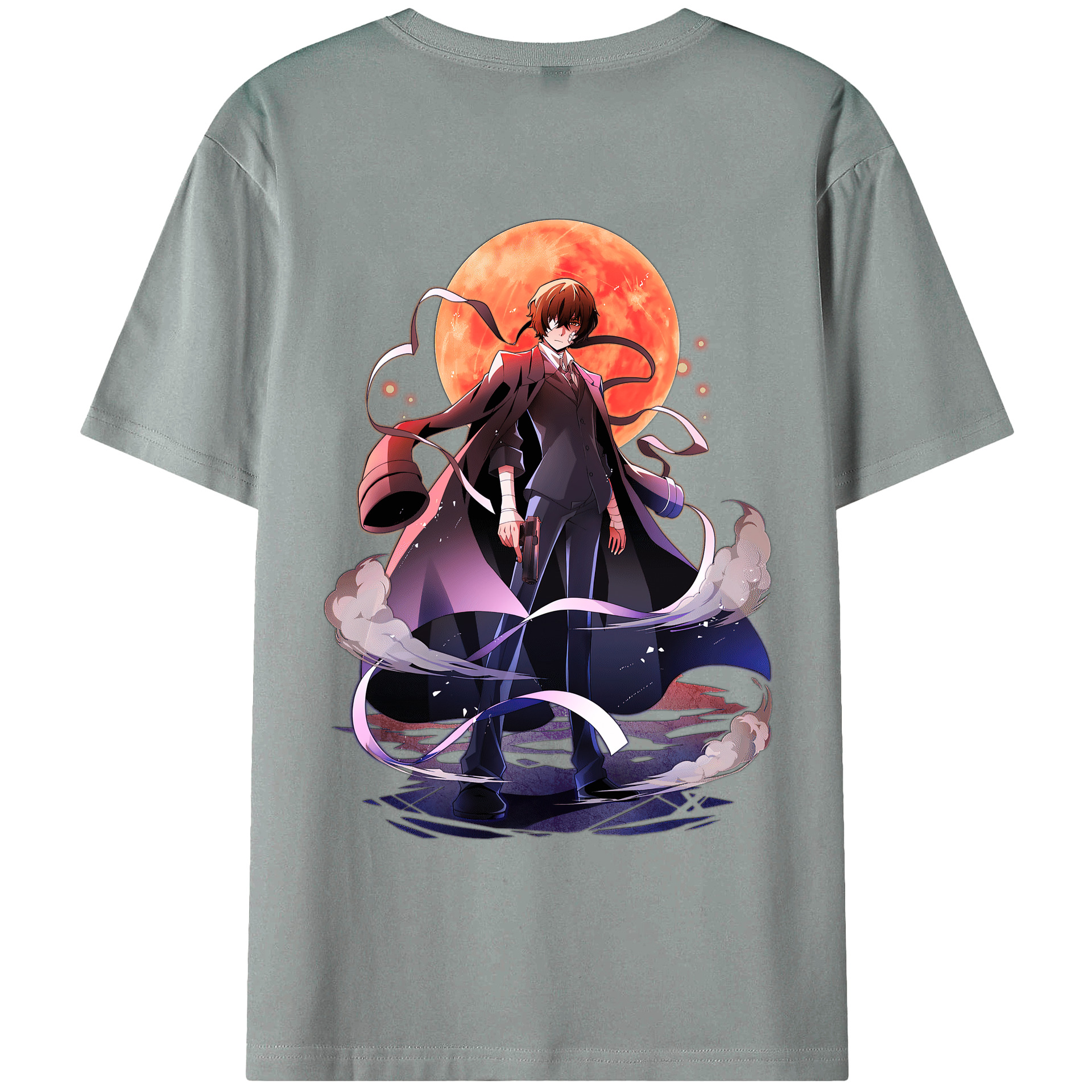 （画像用） 文豪ストレイドッグス Bungo Stray Dogs 綿100％ メンズ半袖Tシャツ（バックプリント） 通気性